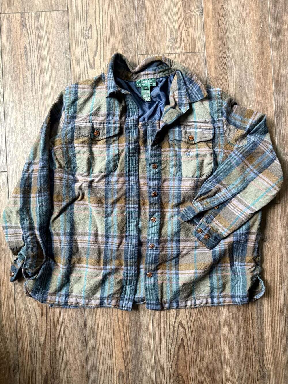 Ralph Lauren 100% Pure Wool Plaid Flannel Shirt Jacket